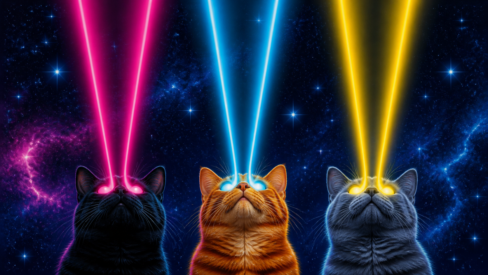 Three laser cats